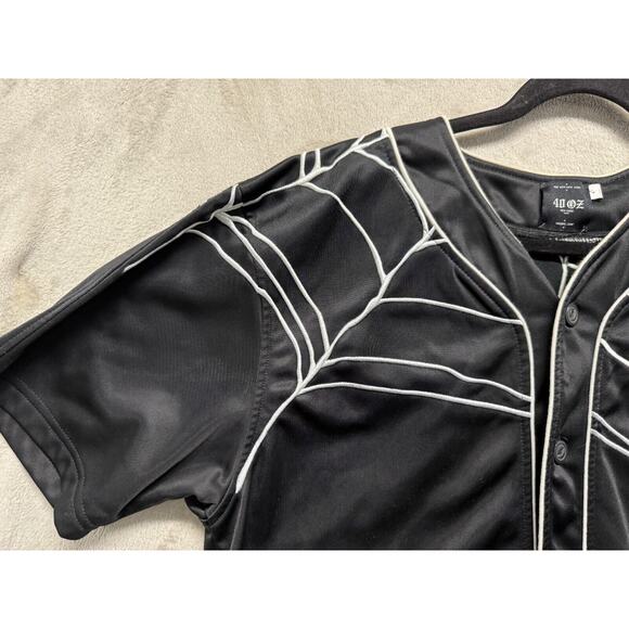 40 Oz New York Forty Ounce NYC Black Spider Web Baseball Jersey Large - Picture 4 of 15
